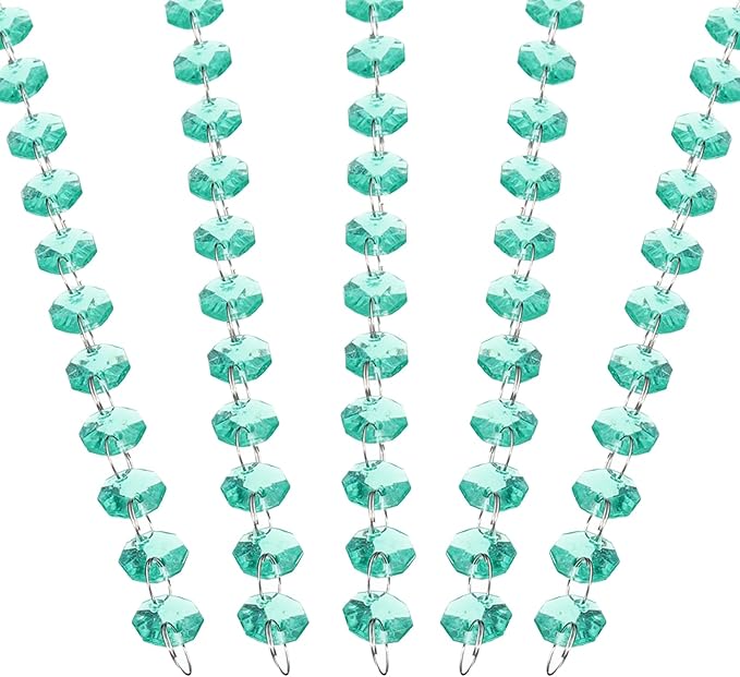 PATIKIL 14 mm Crystal Garland Strands, 32.8 Ft Acrylic Octagon Chandelier Bead Chains String for DIY Craft Wedding Party Home Decorative Jewelry Making, Blue