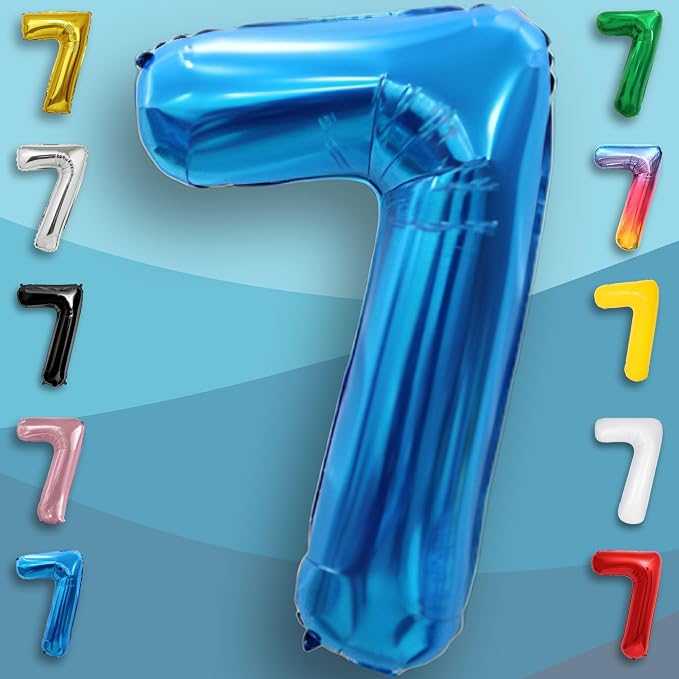 Blue Number Balloon 7 Mylar Foil Balloons 16 inch - Image 5