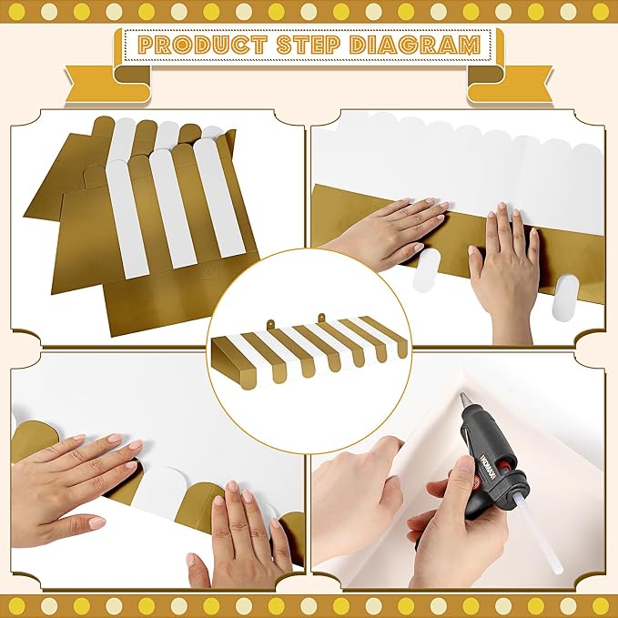 Boao 4 Pack Circus Awning Decoration 3D Stripe Cardboard Awning Carnival Wall - Image 3