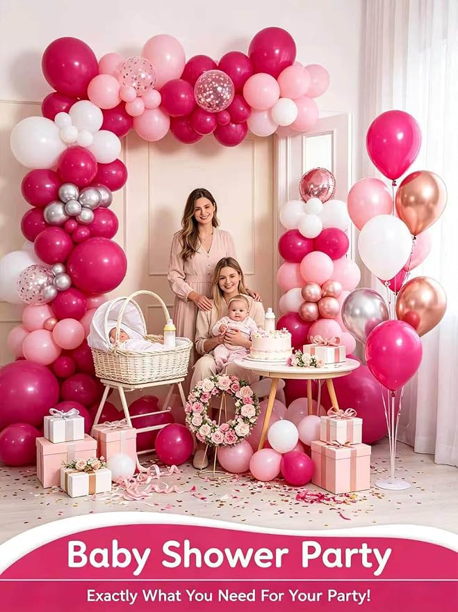 Hot Pink Balloons 125 Pcs Different Sizes 18 12 10 5 Inch Magenta Fuchsia Dark - Image 7