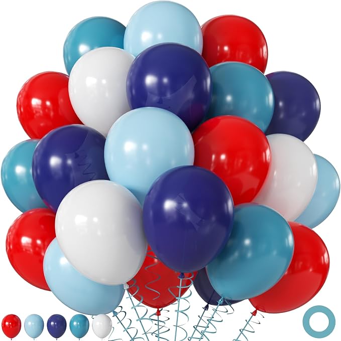 Red White Blue Balloons for Baseball Birthday Party Decorations | 60Pcs 12Inch by JOYFLOAT