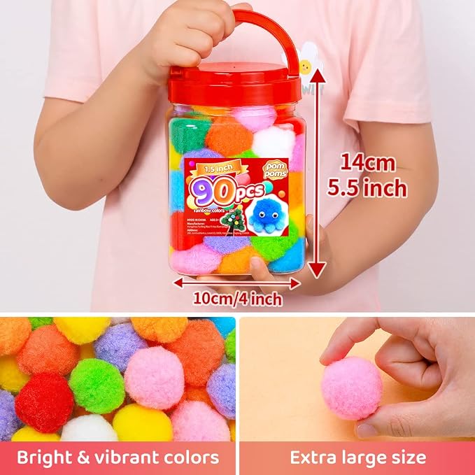 Iooleem Large Pom Poms, 1.5 inch, Large Size, Pom Poms - Image 2