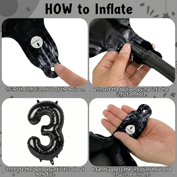 Black Number 3 Balloon 40 Inch, Sleek Foil Numeral - Image 5