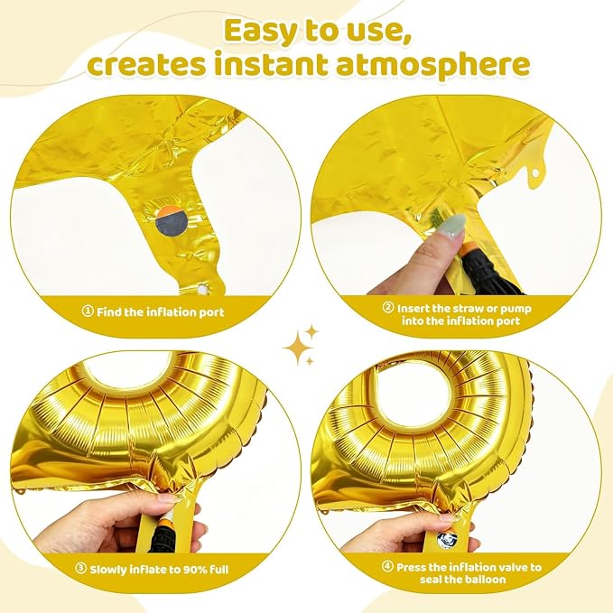 Gold HBD Balloons, HBD Foil Letter Balloon - Image 3