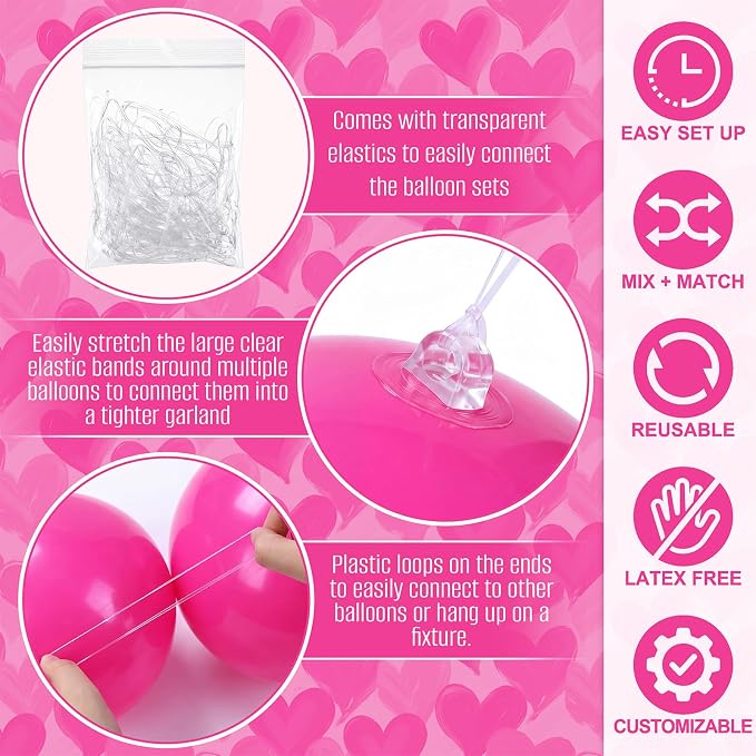 1 Set Reusable Inflatable Balloon Garland Arch Kit, Rose Pink | 7 Pcs Linked - Image 4