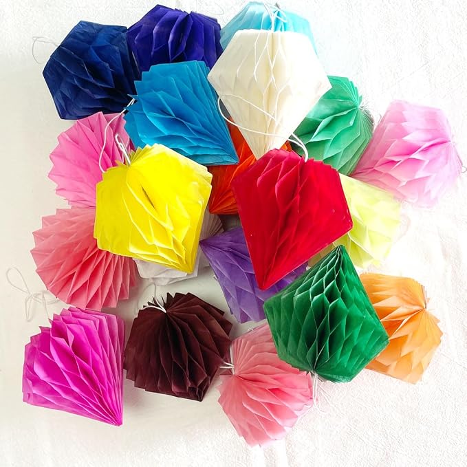 20pcs 4'' Honeycomb Diamond Decorations Tissue Paper Honeycomb Balls | Party - Image 2