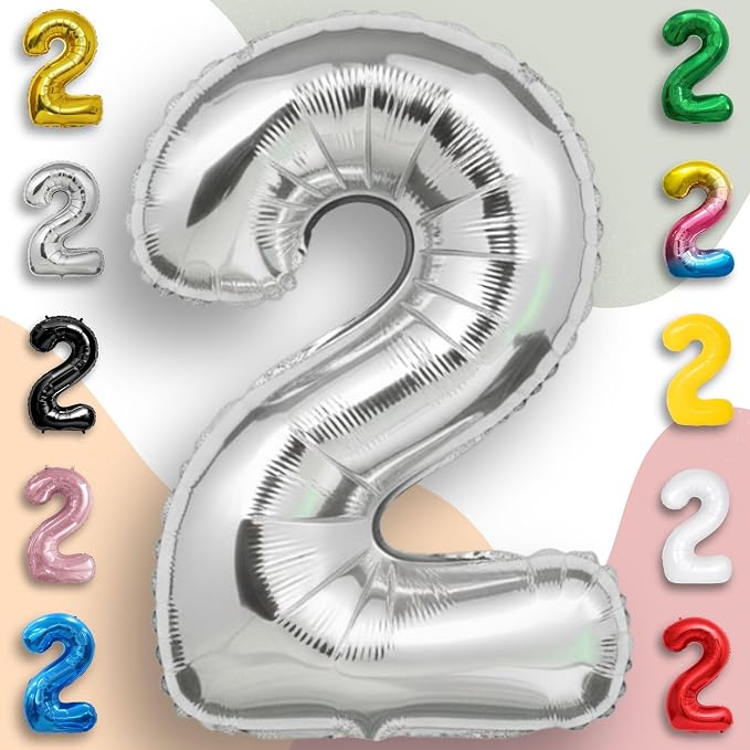 Silver Number Balloon 2 Mylar Foil Balloons 40 inch - Image 5