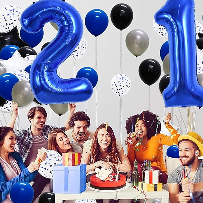 TONIFUL 40 Inch Navy Blue Number 1 Balloons Large Foil 1st Birthday Decor | - Image 4