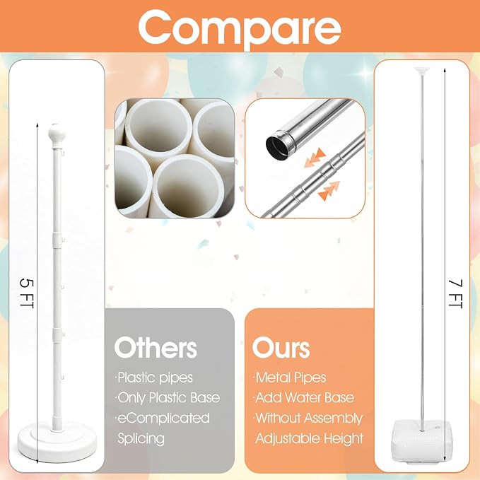 Balloon Column Stand Set of 2, Reusable Telescopic Metal Poles - Image 2