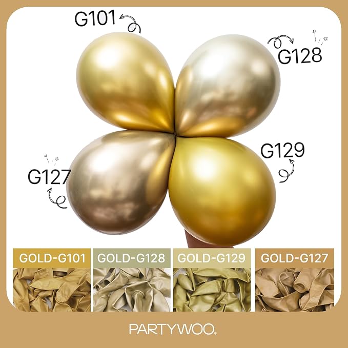 PartyWoo Metallic Gold Balloons 50pcs Chrome Gold Color 12 Inch | Balloons - Image 4