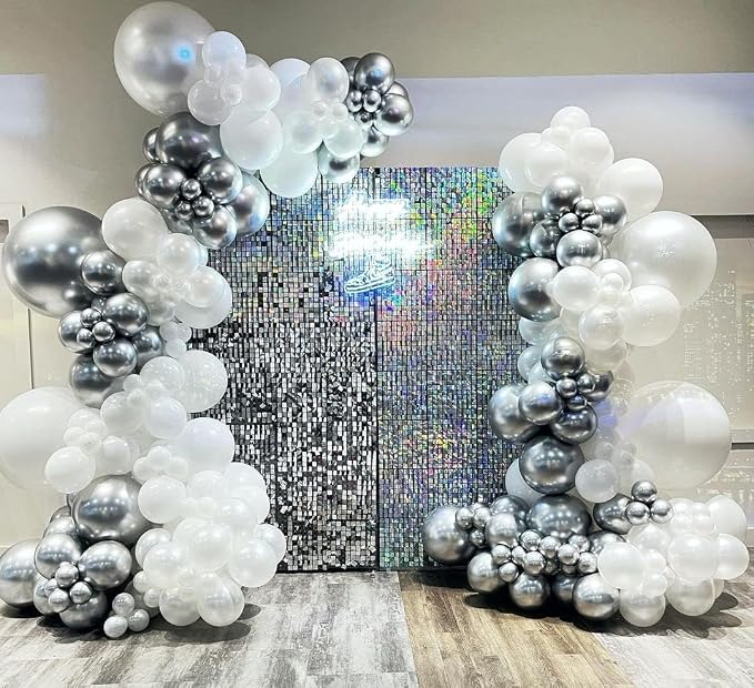 Silver Balloon Arch Kit, 18 12 10 5Inch Different Size Balloons - Image 4