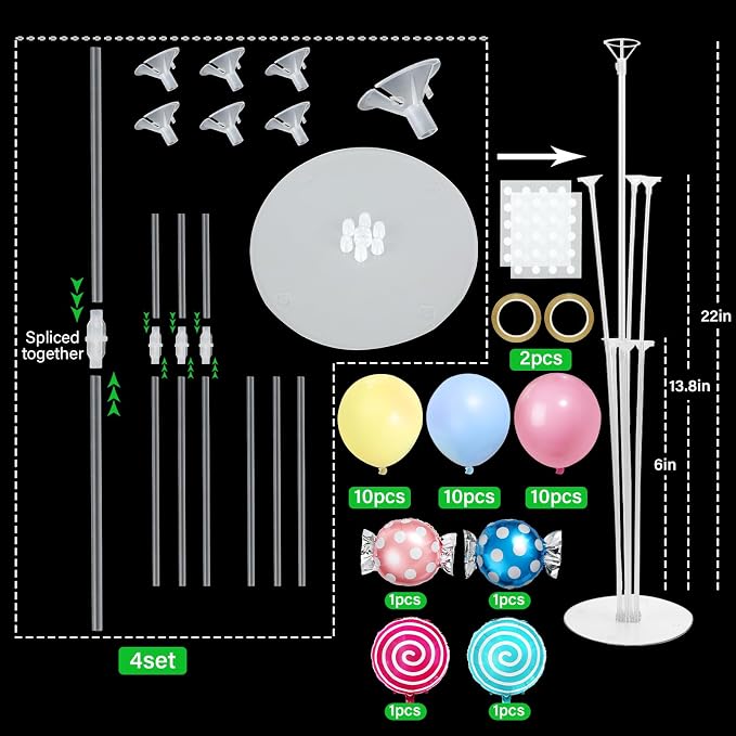 4 Sets Pastel Sweet Candy Theme Party Balloons Stand Kit - Image 2