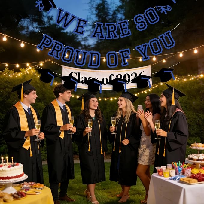We Are So Proud Of You Banner Graduation Party Decorations Congrats Grad Cap - Image 5