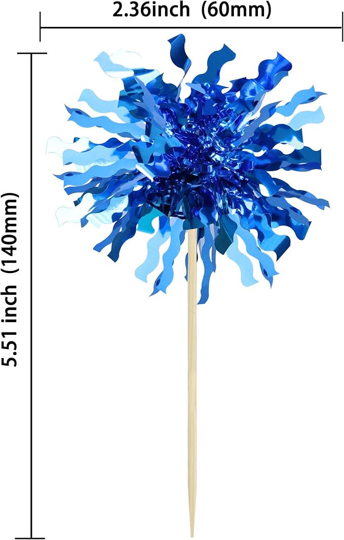 Gyufise 30Pcs Foil Firework Cupcake Toppers Happy Birthday Cake Toppers Sparkle - Image 2