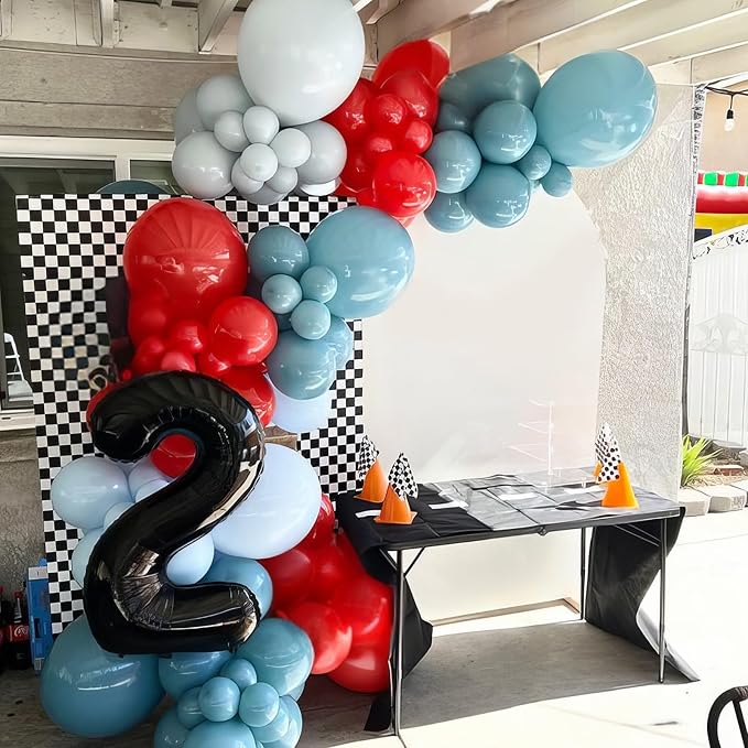 Red and Blue Balloons, 12 Inch Navy Blue Macaron Blue and Dark Blue - Image 4