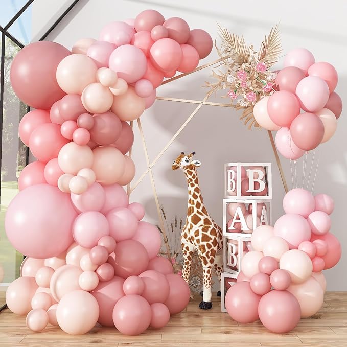 Dusty Pink Balloon Garland Double Stuffed Blush Pink Balloons Baby Pink Latex by Jobkoo