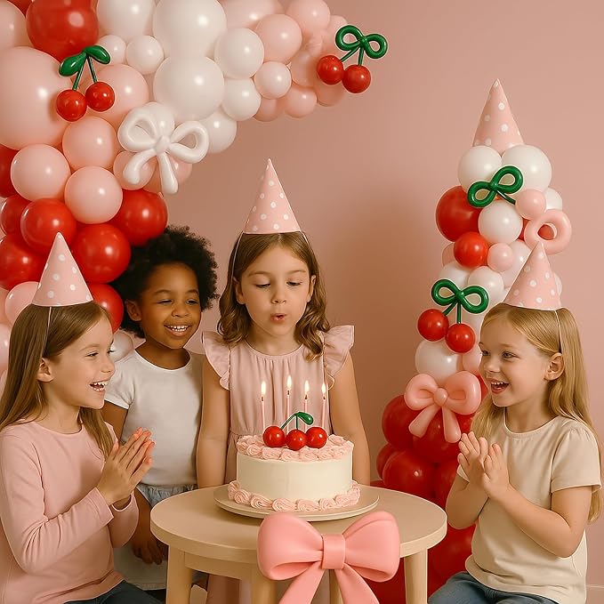 CROSSFINGERS Cherry Red Pink Balloon Garland Arch Kit Party Decorations | Bow - Image 2