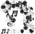 18" Music Notes Foil Balloons Stand Kit 4 Set, Music Latex Birthday Party by Hoemwarm