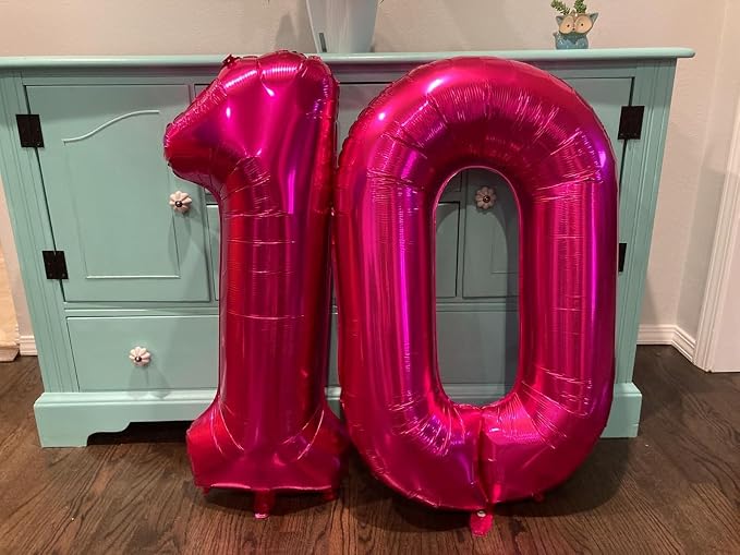8 Balloon Numbers Birthday Decorations, 40In Rose Purple Balloons - Image 4