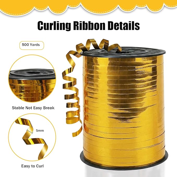 500 Yards Curling Ribbon， Bright Gold Balloon String Ribbon，for Gift - Image 2