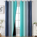 Navy Blue and Teal Ombre Blackout Curtains 90 Inches Long 2 Panels by ESTELARTEXTILER