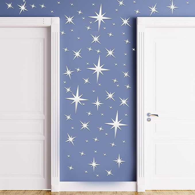 Zonon 82 Pieces Mirror Wall Stickers Star Wall Decals Decor Removable 3D - Image 5