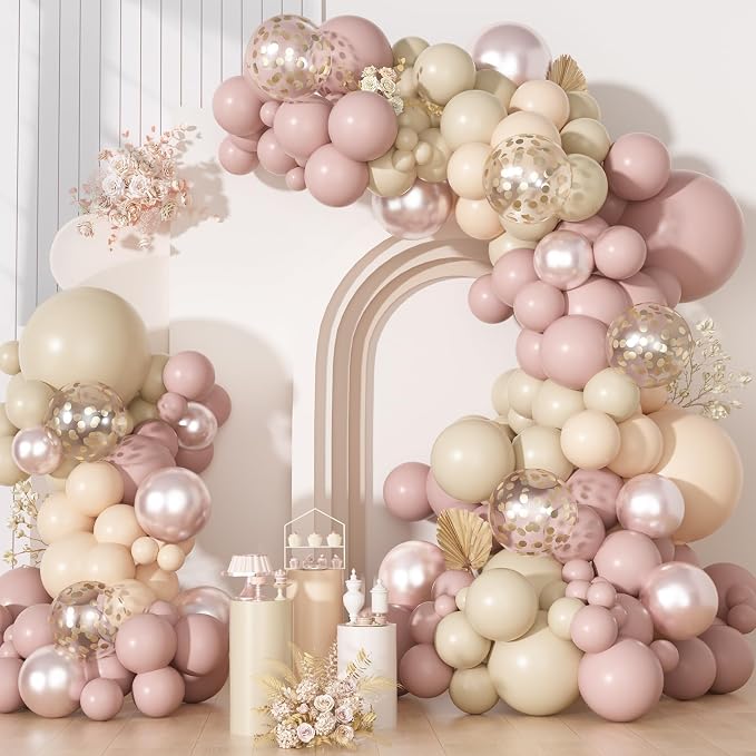 Ouddy Party Boho Dusty Pink Balloons Garland Arch Kit 18 12 10 5 Inch | by OuddyParty