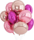 20PCS Round Shaped Balloons, 18 Inch Round Foil Balloon, Hot Light Pink Rose by Paready