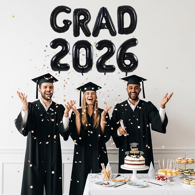 TONIFUL Graduation Balloons 16 Inch Black Grad Balloons 16 Inch Black Large - Image 6