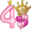Princess 4th Birthday Party Decorations, 40 inch Large Pink Crown 4 Balloon by Unknown