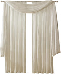 Athena Faux Silk Window Curtain and Scarf Set, Ivory by ElreneHomeFashions