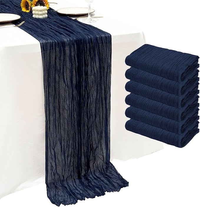 6Pack Navy Blue Cheesecloth Table Runner 20 x 120 inch Gauze Table Runner | by Seveups