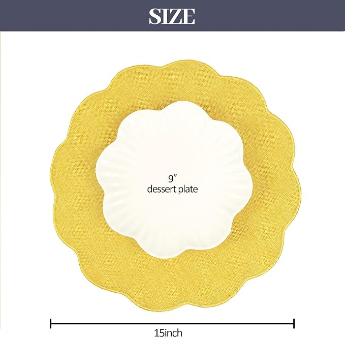 AHHFSMEI Round Faux Linen Placemats Set of 6 Heat Resistant Non-Slip Stain - Image 2