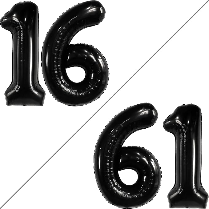 KatchOn Giant Black 16 Balloon Numbers Foil 40 Inch 16 Birthday Decorations | - Image 4