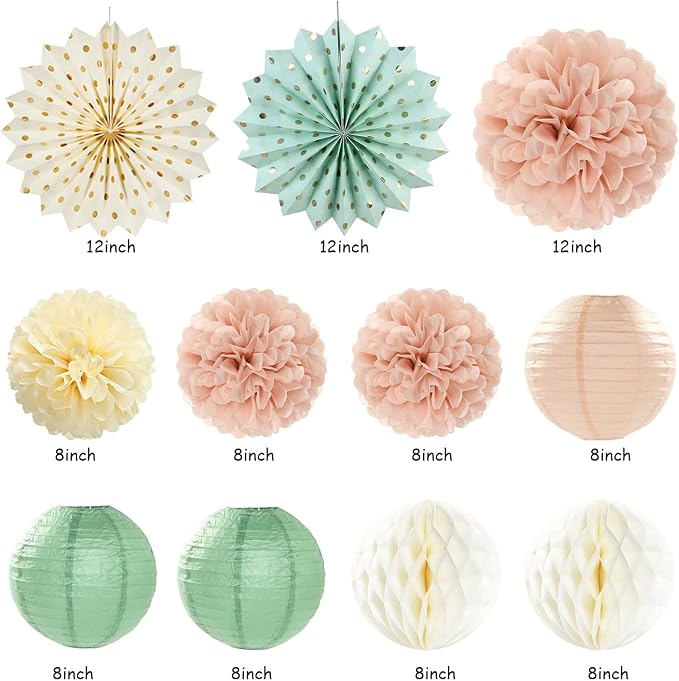 Sage-Green Blush-Beige Baby Shower Party-Decorations - Image 2
