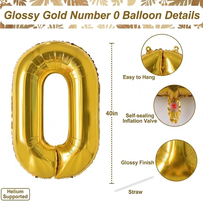 Gold Number 20 Balloon 40 Inch, Shiny Foil Decor - Image 4