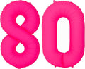 Pink Birthday Number 80 Balloons 40IN Fluorescent Pink 80 Foil Balloon | by YOIOZAIZAI