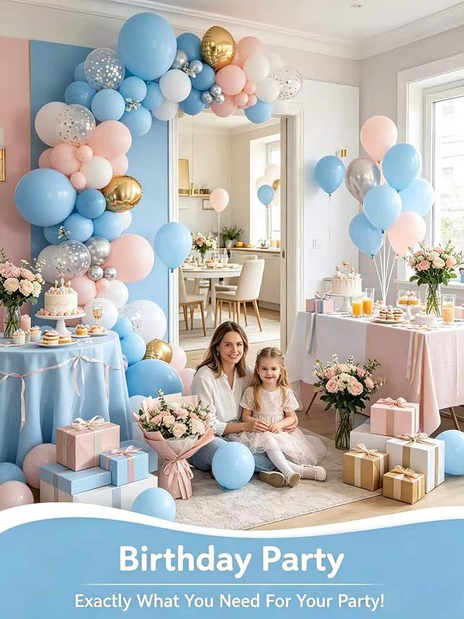 Light Blue Balloons 125 Pcs Different Sizes 18 12 10 5 Inch Pastel Baby Sky - Image 8
