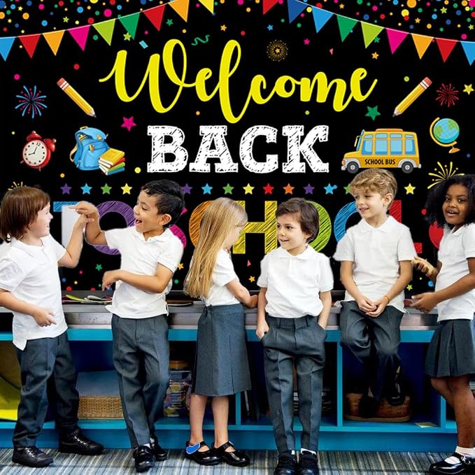 Welcome Back to School Backdrop, 72 x 44 Inch First Day of School Banner | - Image 5