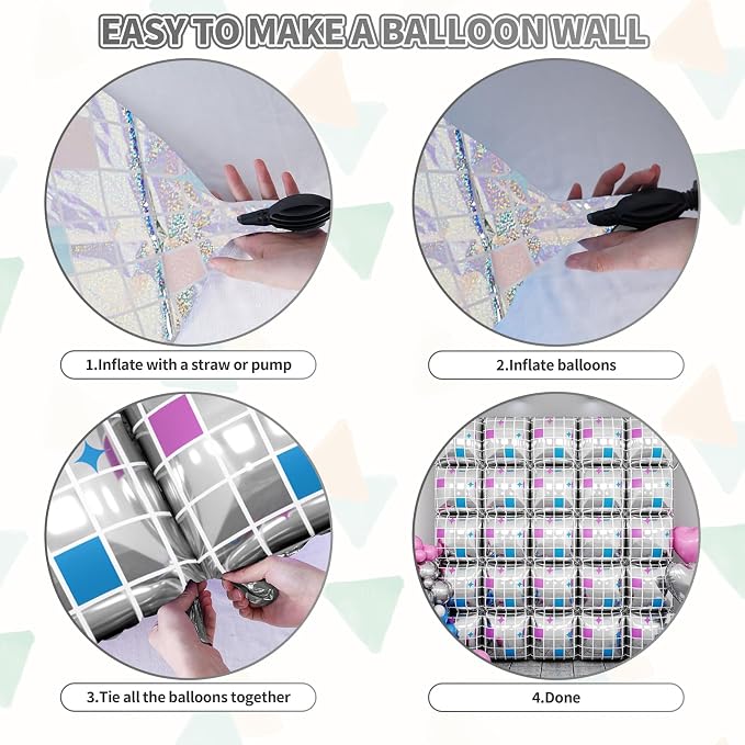 Disco Double Sided Square Foil Balloons Wall, 19 Inches Pink Metallic Foil - Image 6