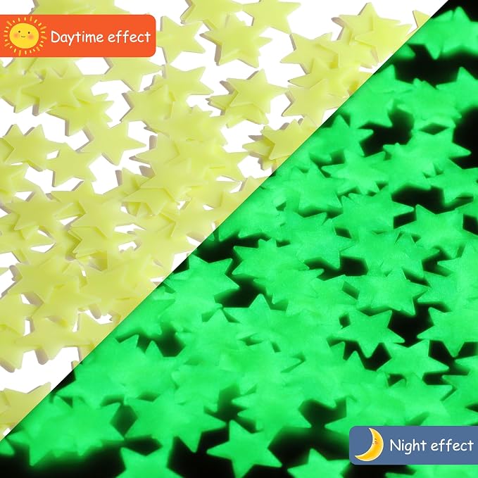 200pcs Glow in The Dark Luminous Stars Fluorescent Noctilucent Plastic Wall - Image 2