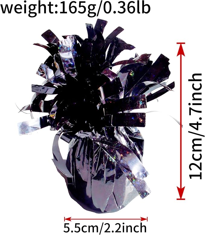 Glitter Black Balloon Weights, 6 Pack | Glitter black PET film; helium balloon - Image 3
