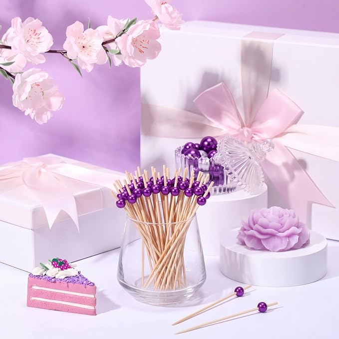 Reallnaive 300 Pcs Cocktail Pick Pearl Fancy Toothpick - Image 3