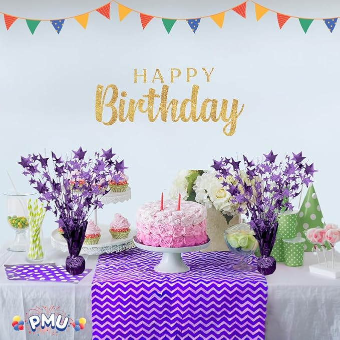 PMU 6 Pack Bursting Star Metallic Foil Spray Centerpiece- Purple Prismatic - Image 4