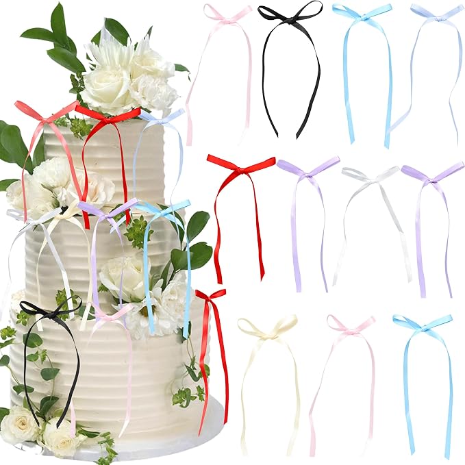 Ephlyn 30Pcs Bow Cupcake Toppers Valentine's Bowknot Ribbons Coquette Bow High by Ephlyn