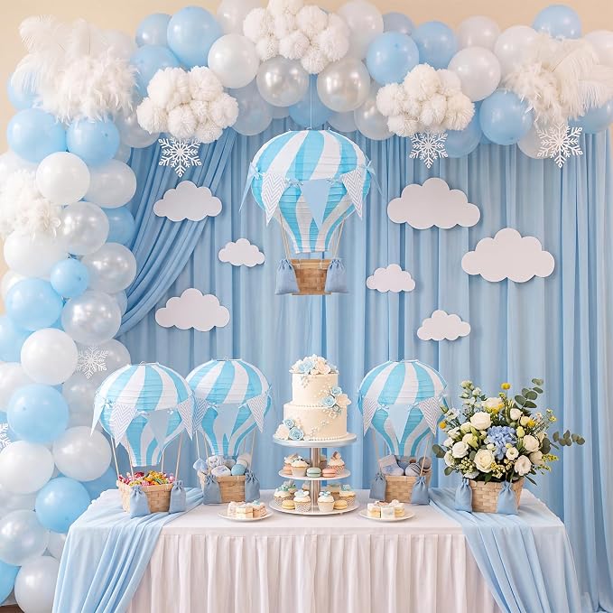 8 Sets Blue Hot Air Balloons Decorations Baby Shower Table Centerpieces 11.8'' - Image 2