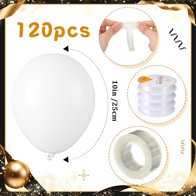 120 Pcs Wedding DIY Floating White Balloon Wall Garland Kit 5 Inch Balloons - Image 2