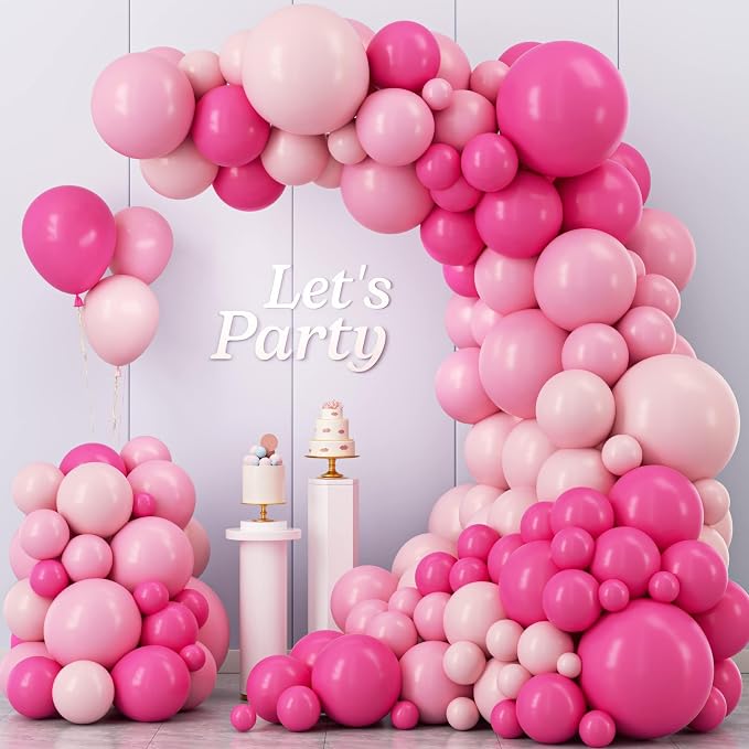 Pink Balloon Garland Arch Kit, Kelfara 109Pcs Hot Pink Latex Pastel Pink Balloon by KELFARA