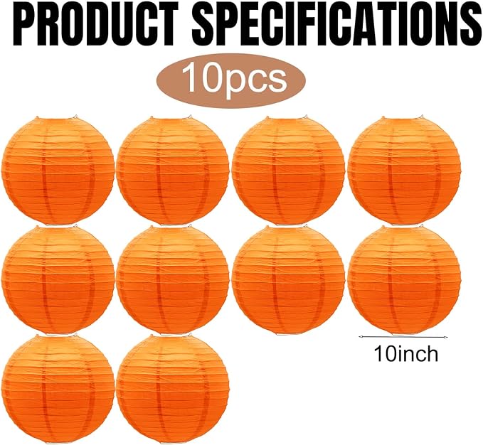 Orange Paper Lanterns Hanging Ceiling Chinese Round Lanterns - Image 2