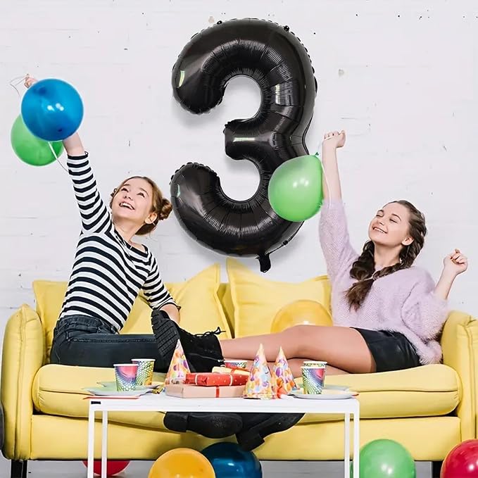 Number Balloons Black Party Balloon - Image 6